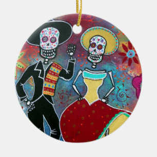 DÉCORATION EN CÉRAMIQUE MARIACHI DE DIA DE LOS MUERTOS BAILAR