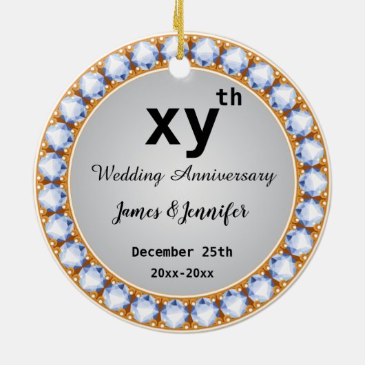 Décoration En Céramique Mariage Anniversaire diamant Personnalisé années e (Dos)