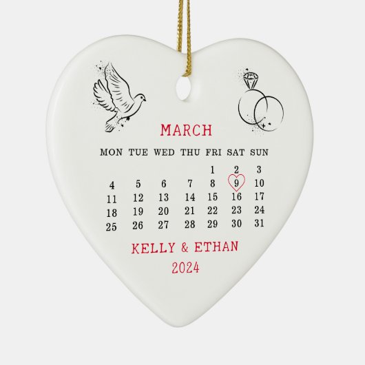 Décoration En Céramique Mariage Date de mariage Mars 2024 (Droite)