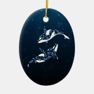 Décoration En Céramique Mariage de baleines Orca