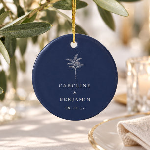 Décoration En Céramique Mariage de Destination au Palmier Bleu Marine Cade