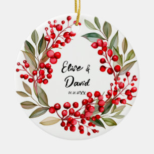 Décoration En Céramique Mariage de Noël Red Berry Wreath