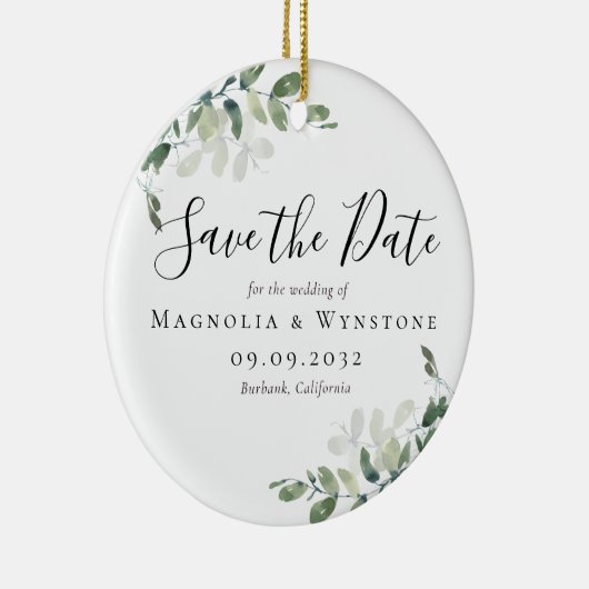 Décoration En Céramique Mariage Eucalyptus Enregistrer La Date (Droite)