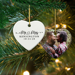 Décoration En Céramique Mariage Flèches du coeur M. Mme Newlysée Photo