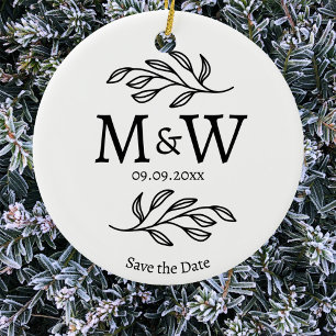 Décoration En Céramique Mariage Monogramme couple Enregistrer la date Bota