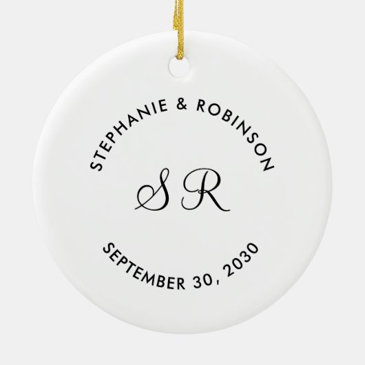 Décoration En Céramique Mariage Nom Monogramme Personnalisé (Dos)