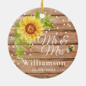 Décoration En Céramique Mariage Rustique Jaune Tournesol (Dos)