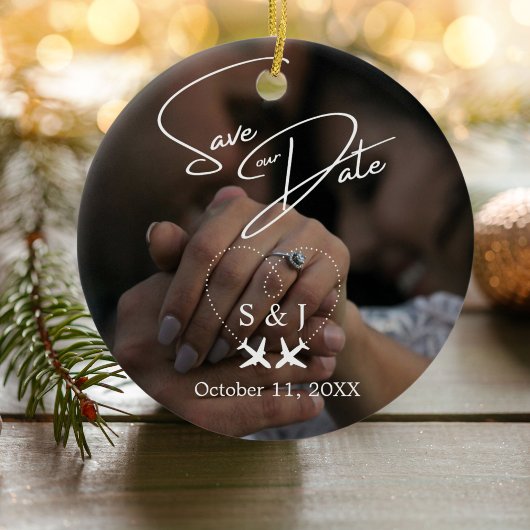 Décoration En Céramique Mariage Voyage Coeur d'avion Économisez La Date XM