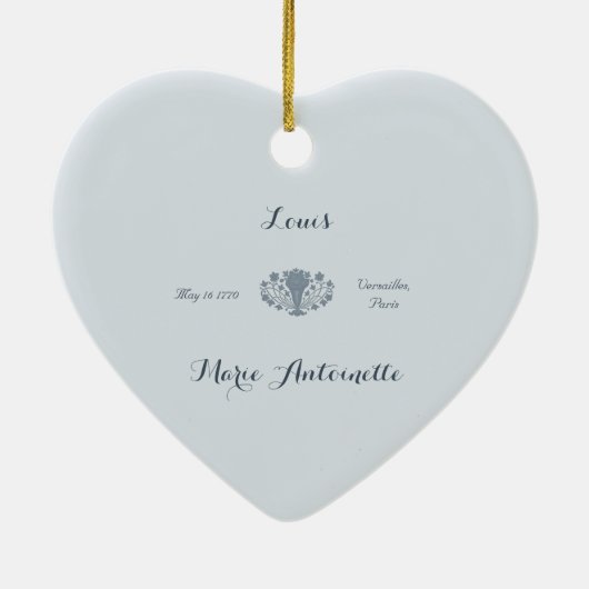 Décoration En Céramique Marie Antoinette Mariage Rococo Dusty Blue (Dos)