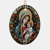 Décoration En Céramique Marie et Bébé Jésus Ornament de Noël (Droite)