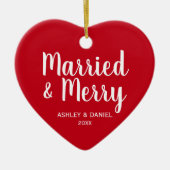 Décoration En Céramique Marié et Joyeux Mariage Noël Coeur R&W (Devant)