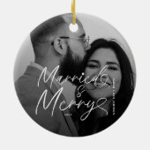 Décoration En Céramique Marié moderne et Joyeux Script de Noël (Dos)