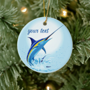 Décoration En Céramique Marlin Bleu Jaillissant de l'Océan