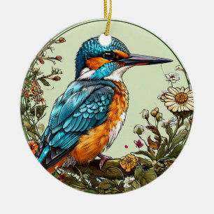 Décoration En Céramique Martin-pêcheur vibrant