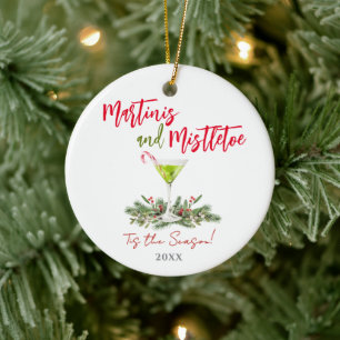Décoration En Céramique Martinis et Gui de Noël Cocktail Amusants