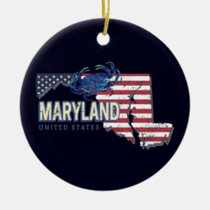 Décoration En Céramique Maryland États-Unis Retro State Map Vintage USA