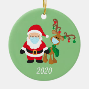Décoration En Céramique Masque de Noël Père Noël et Renne 2020 Nom