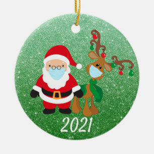 Décoration En Céramique Masque visage de Noël Père Noël Reindeer 2021 Part