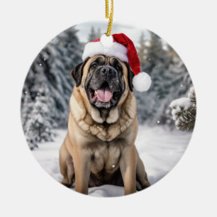 Décoration En Céramique Mastiff Chien Keepsaké de Noël