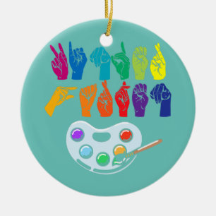Décoration En Céramique Maternelle Langue des Signes Américaine Retour à