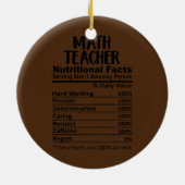 Décoration En Céramique Math Teacher Nutrition Facts Funny (Dos)