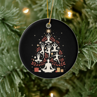Décoration En Céramique Méditation de Noël en posture d'arbre de yoga Vaca
