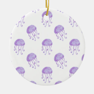 Décoration En Céramique méduse violette aquarelle