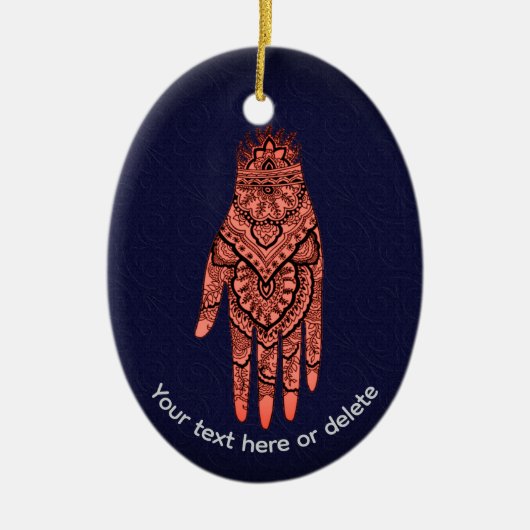 Décoration En Céramique Mehndi tatouage à la main (Devant)