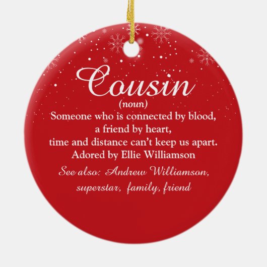 Décoration En Céramique Meilleur Cousin Définition Snowflakes Photo (Dos)