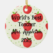 Décoration En Céramique Meilleur Enseignant avec Accents Apple personnalis (Devant)