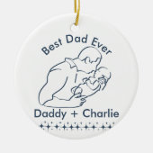 Décoration En Céramique Meilleur papa jamais, Père tenant un nouveau bébé (Devant)