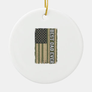 Décoration En Céramique Meilleur Papa Patriote Drapeau Vintage Chemise Pèr
