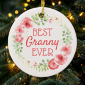 Décoration En Céramique Meilleure aquarelle Granny Ever Fleur Wreath