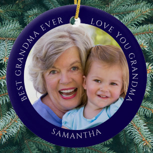 Décoration En Céramique Meilleure grand-mère Photo Noël personnalisé