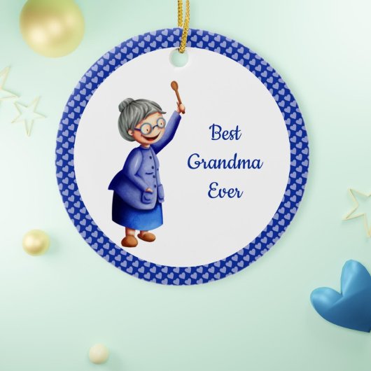 Décoration En Céramique Meilleure grand-mère toujours Coeur Bleu Noël