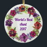 Décoration En Céramique Meilleure tante Christmas Ornament du monde<br><div class="desc">Meilleure tante Christmas Ornament du monde 
 
Apportez beaucoup plus l'acclamation de vacances à votre arbre avec un ornement en céramique fait sur commande.  

Cintre de ruban d'or 

Dimensions :
Diamètre : 2, 87"
Épaisseur : 0, 156"
Poids : 1, 4 onces.

Porcelaine blanche matérielle
 
Impression des deux côtés</div>