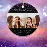 Décoration En Céramique Meilleurs amis pour toujours photo noir violet par<br><div class="desc">Un cadeau pour votre(vos) meilleur(s) ami(s) pour les anniversaires, Noël ou un événement spécial. Texte : Best Friends Forever, écrit avec un script de style à la main tendance. Personnalisez et utilisez vos propres photos et noms. Un arrière - plan noir chic, décoré avec de la poussière de parties scintillant...</div>