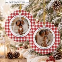 Meilleurs Grands-Parents 2 Photos Rouge Gingham