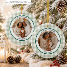 Meilleurs Grands-Parents 2 Photos Sage Gingham