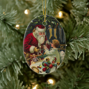 Décoration En Céramique Meilleurs vœux de Noël Père Noël victorien avec en