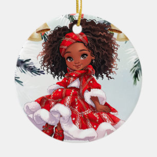 Décoration En Céramique Melanin Noël Black Girl Magic Xmas Magic Fun