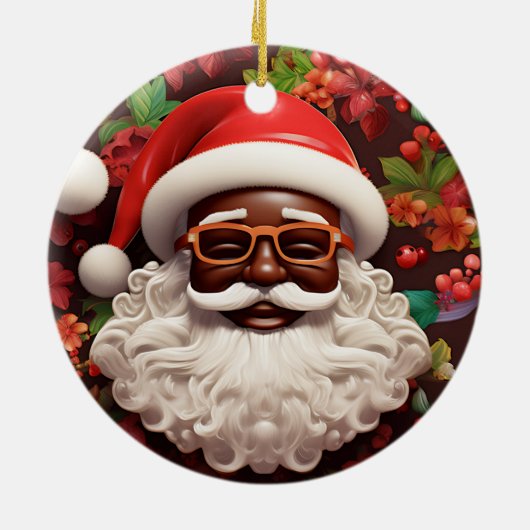 Décoration En Céramique Melanin Noël Chocolat Noir Père Noël (Dos)