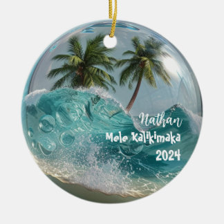 Décoration En Céramique Mele Kalikimaka Tropical Snow Globe Orament