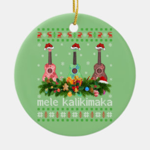 Décoration En Céramique Mele Kalikimaka Ukulele Guitare Cadeau Ukulele