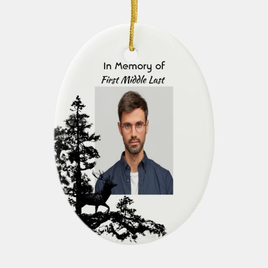 Décoration En Céramique Mémoire Keepsaké Masculine Cerf (Devant)