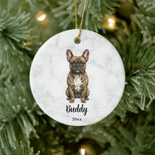 Décoration En Céramique Mémorial de chien Bouledogue Français bringé