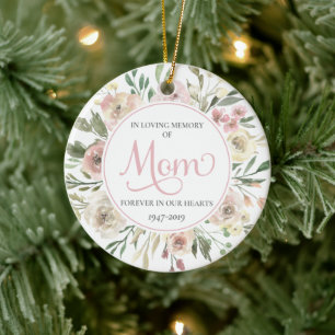 Décoration En Céramique Mémorial de Noël pour maman - rose
