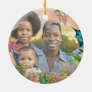 Décoration En Céramique Mémorial de Noël rouge et vert