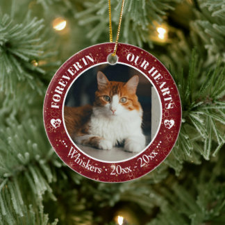 Décoration En Céramique Mémorial de photo et de nom de chat pour toujours
