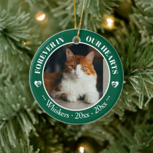 Décoration En Céramique Mémorial de photo et de nom de chat pour toujours
